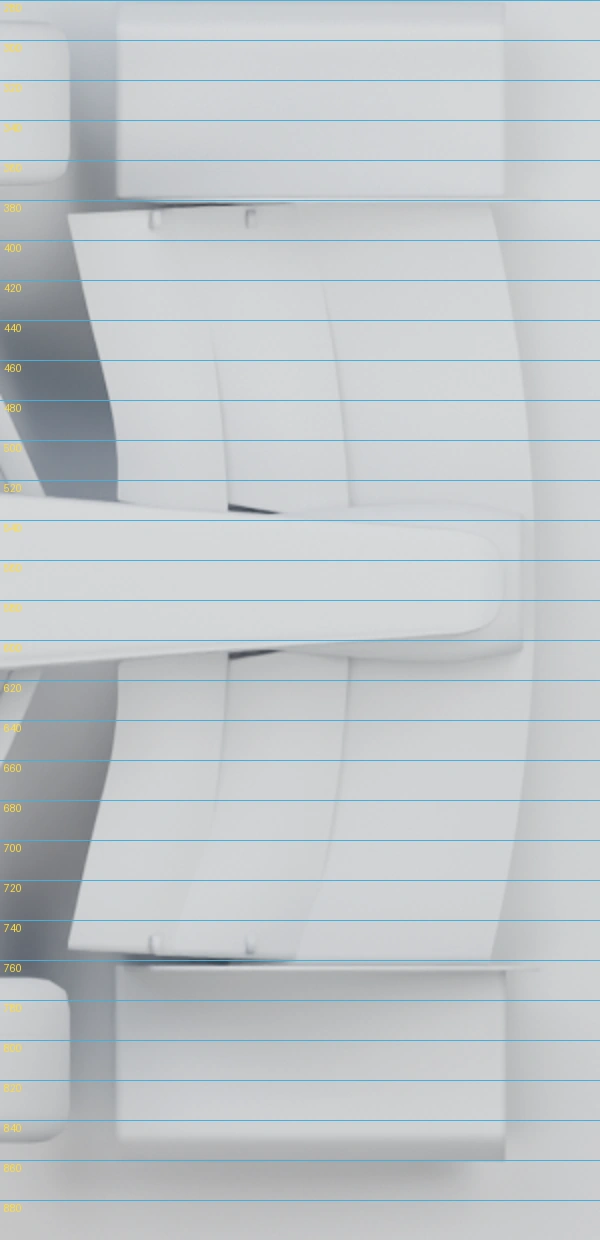 Model crop with numbered pixel guides. Comparison of projected outlines, not actual CAD dimensions.